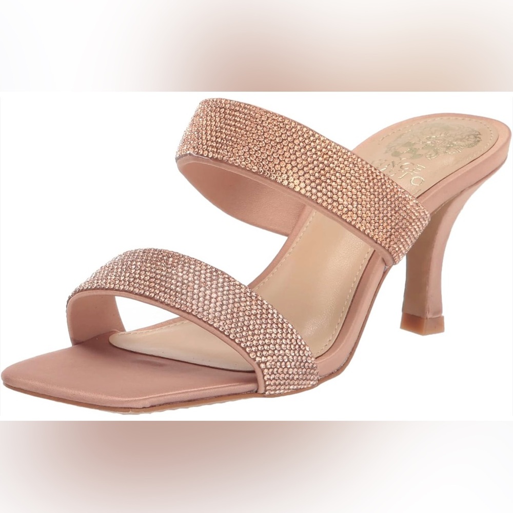 Vince Camuto Aslee 2 Rhinestone Satin Sandals Rose Gold - Size 6 (NIB)